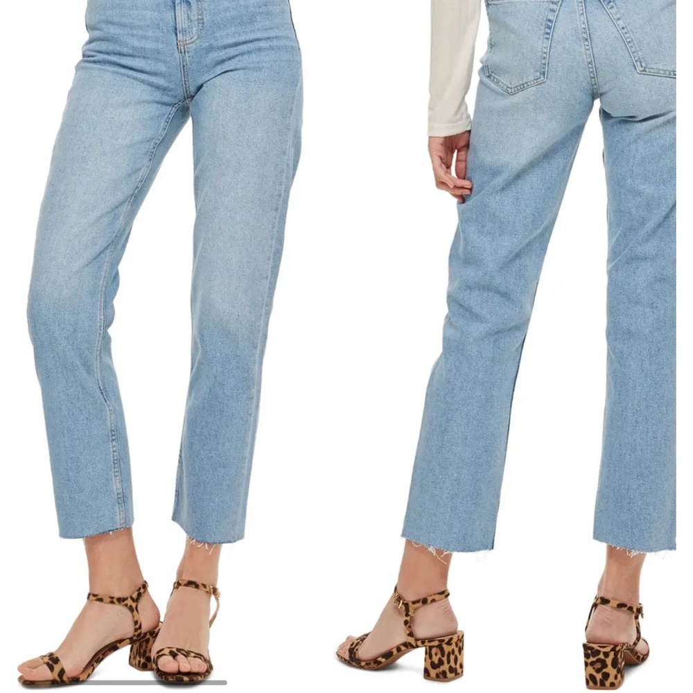 NWOT Topshop Raw Hem Crop Straight Leg Jeans